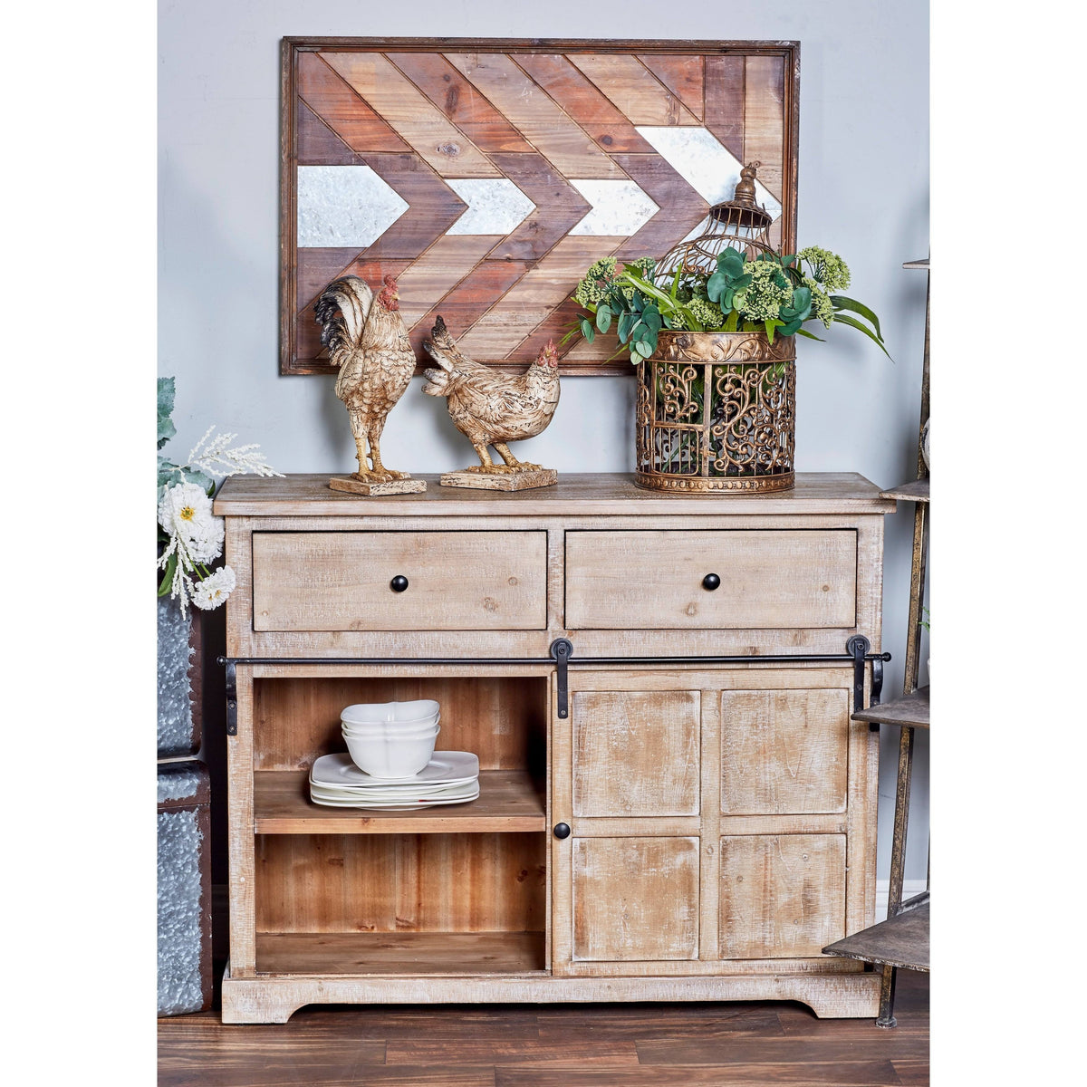 Brown Wood Farmhouse Cabinet O92435