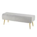 Silver Velvet and Gold Steel Pleated Bench E804763
