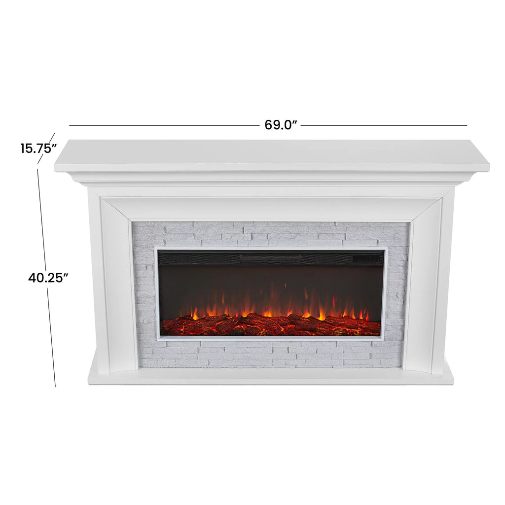 White Electric Mantel Fireplace R48301