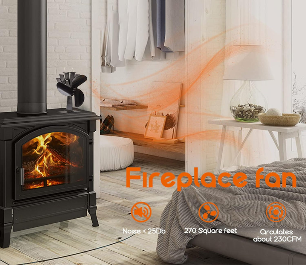 3 Blades Heat Powered Wood Stove Fan Pack of 2 U346