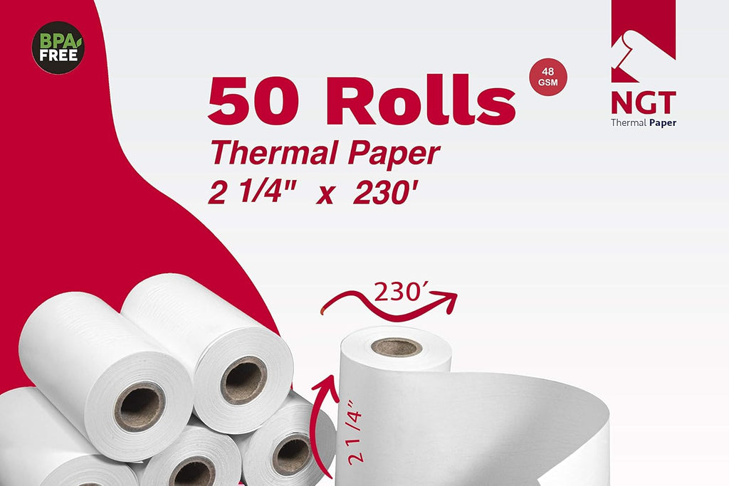 50 pcs 2 ¼ inch x 230 ft Thermal Paper Rolls Y9196