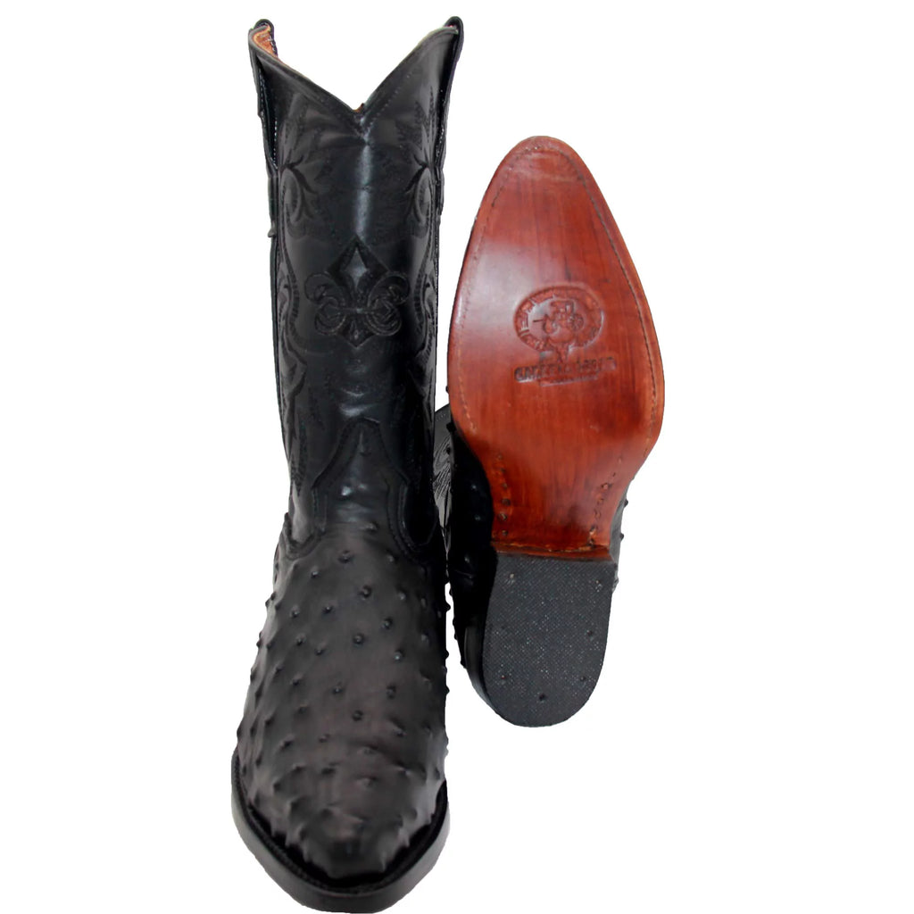 Leather Ostrich Quill Print Cowboy Boot O51228