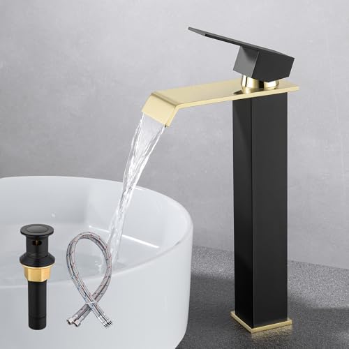 Black and Gold Single-Handle Bathroom Sink Faucet Z573317