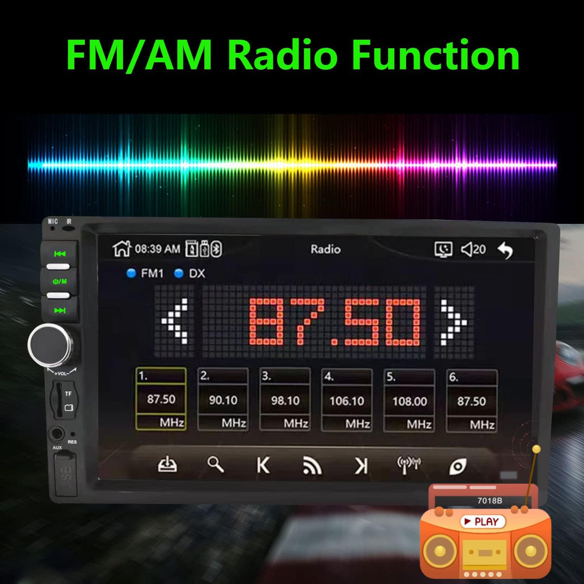 Double Din Car Stereo with Bluetooth and Backup Camera Q658