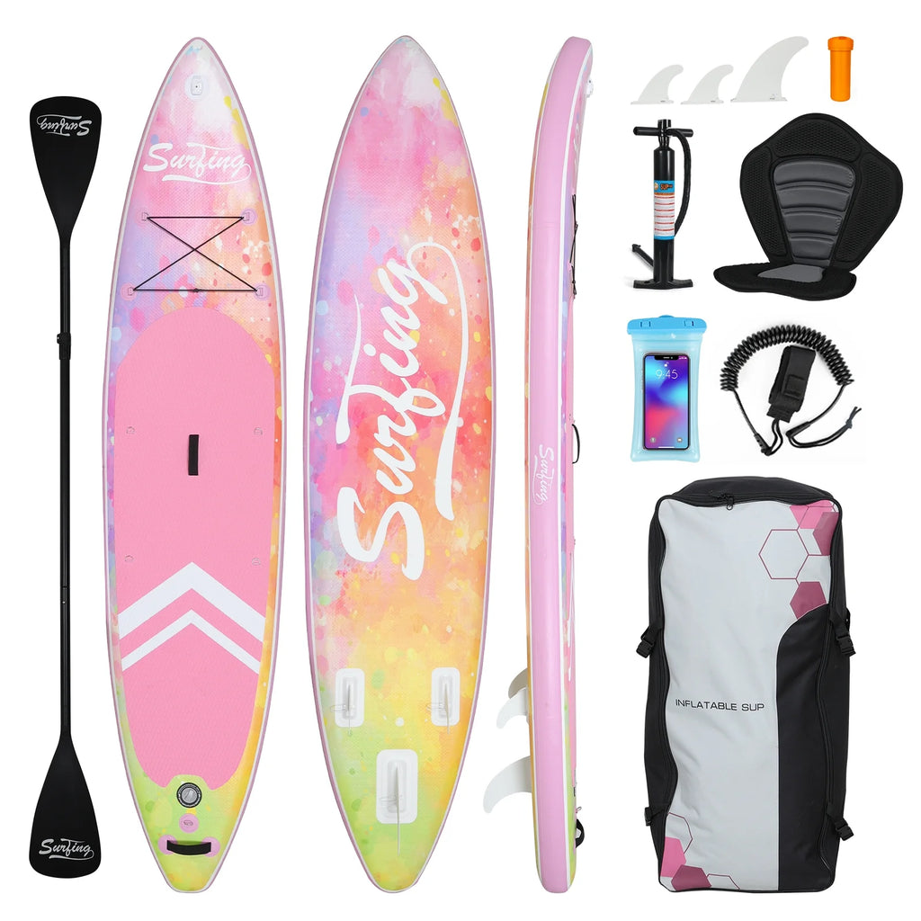 Pink Gradient Inflatable Paddle Board and Kayak Seat Set T863218