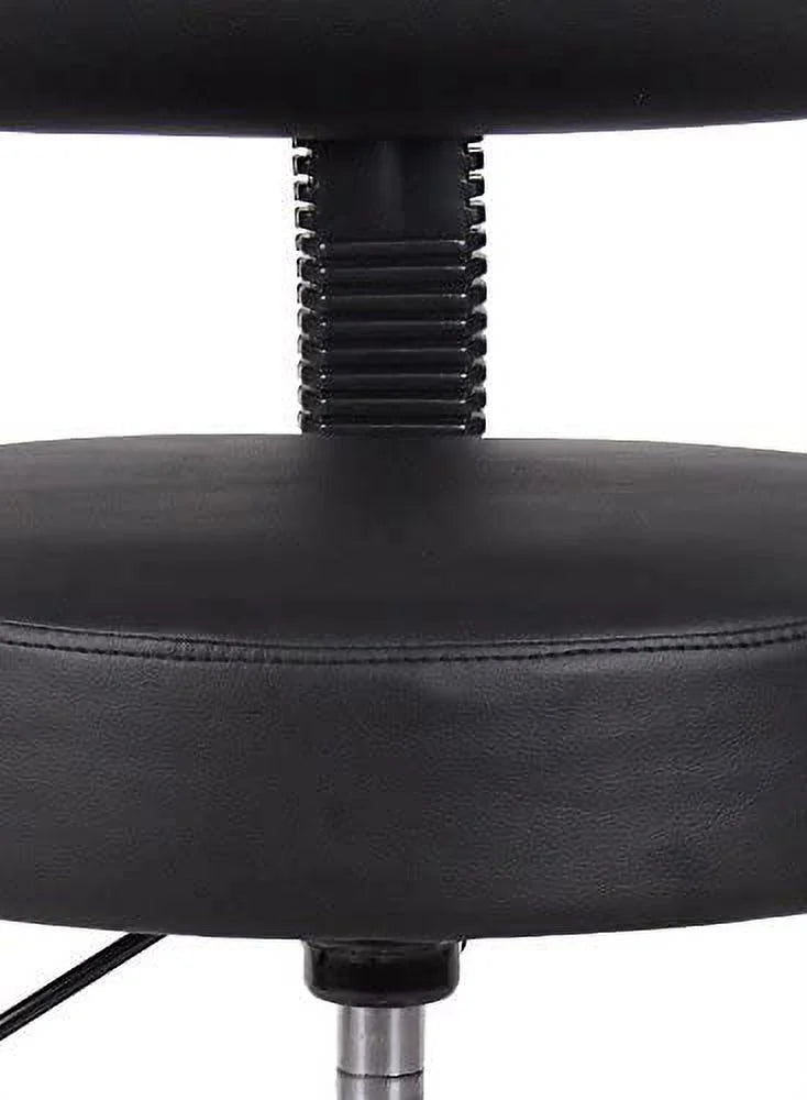 Black Vinyl Stool with Back Cushion G168211