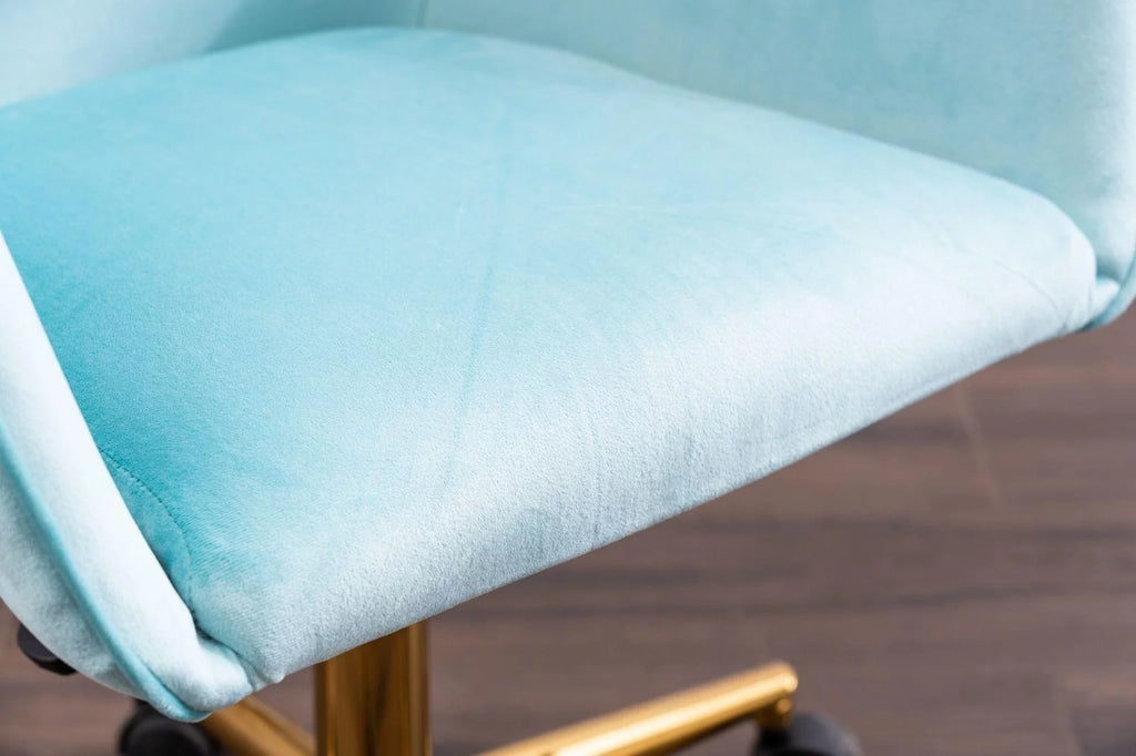 Aqua Light Blue Velvet Adjustable Height Office Chair O41275
