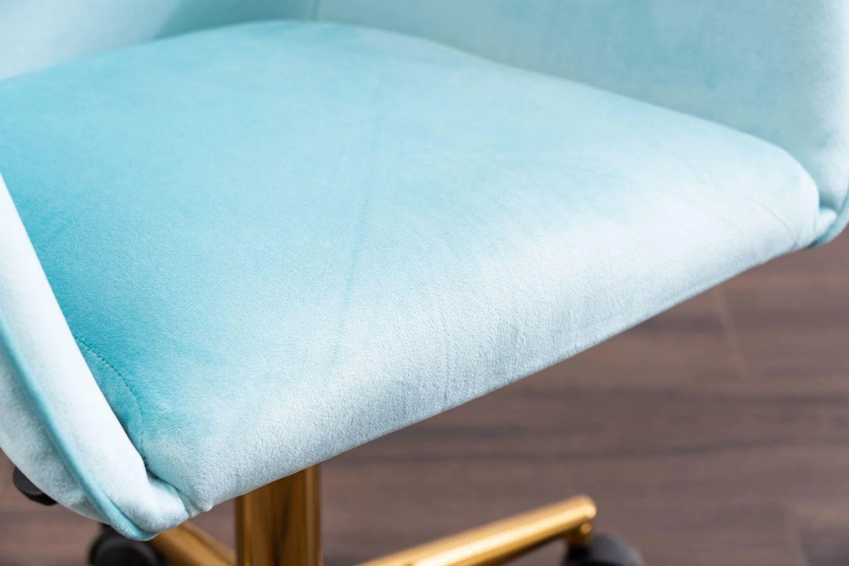 Aqua Light Blue Velvet Adjustable Height Office Chair O41275