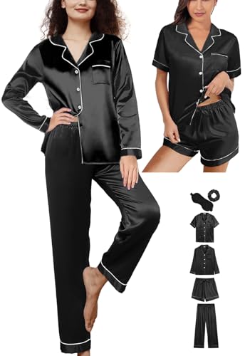 6Pcs Silk Satin Pajamas Set Z7669