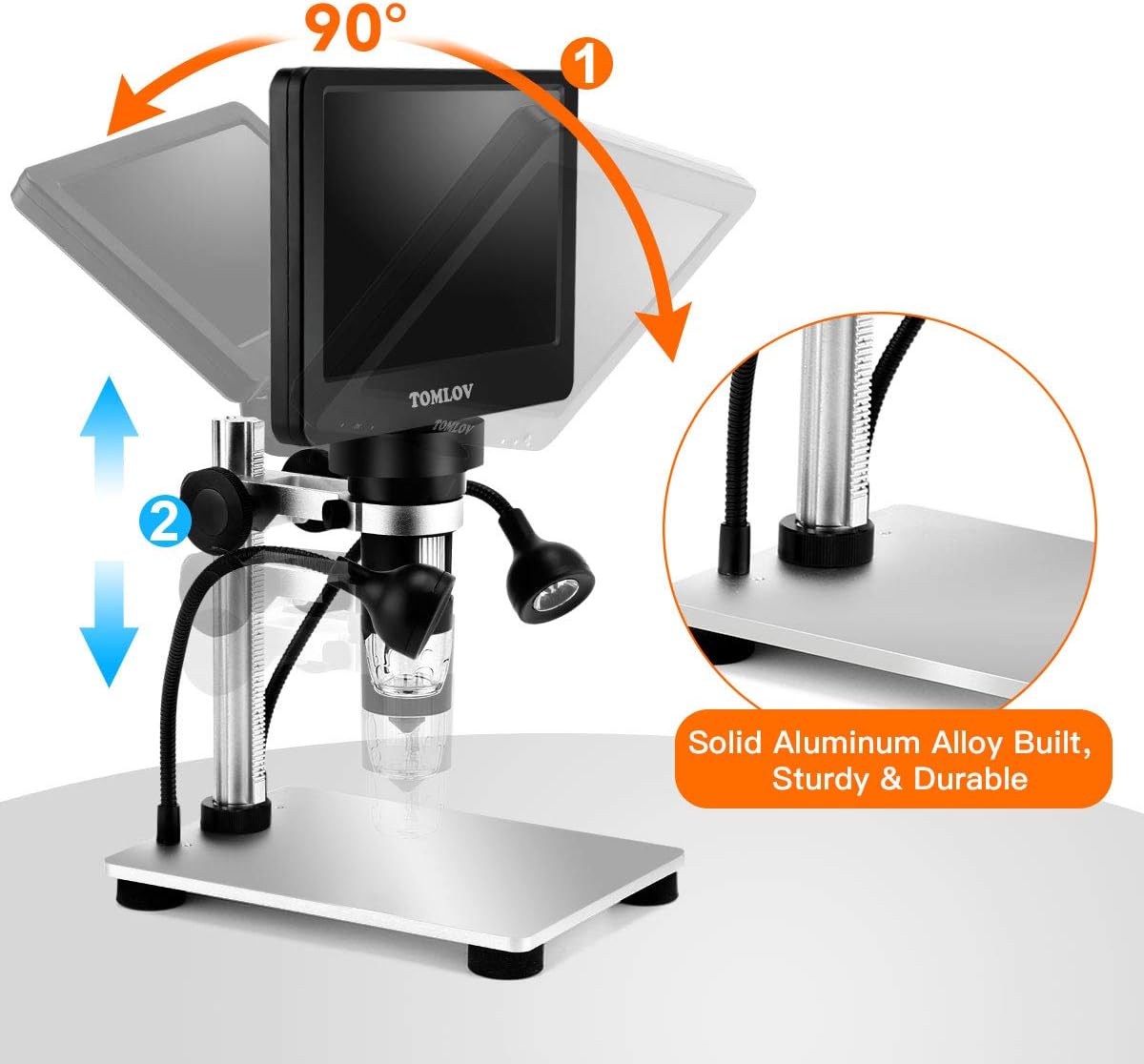 7" LCD Digital Microscope 1200X 1080P 12MP with Metal Stand L76079