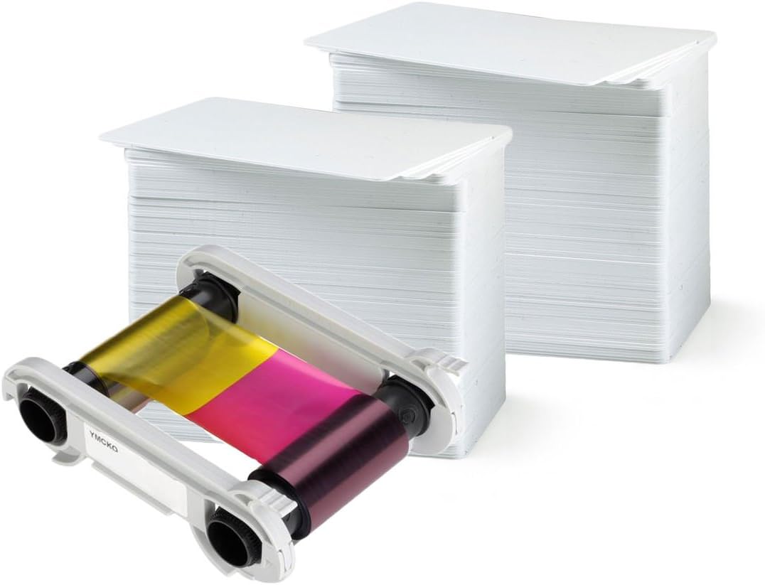 Magicard MA300YMCKO Color Ribbon - YMCKO - 300 Prints with Bodno Premium CR80 30 Mil Graphic Quality PVC Cards - Qty 300 I177