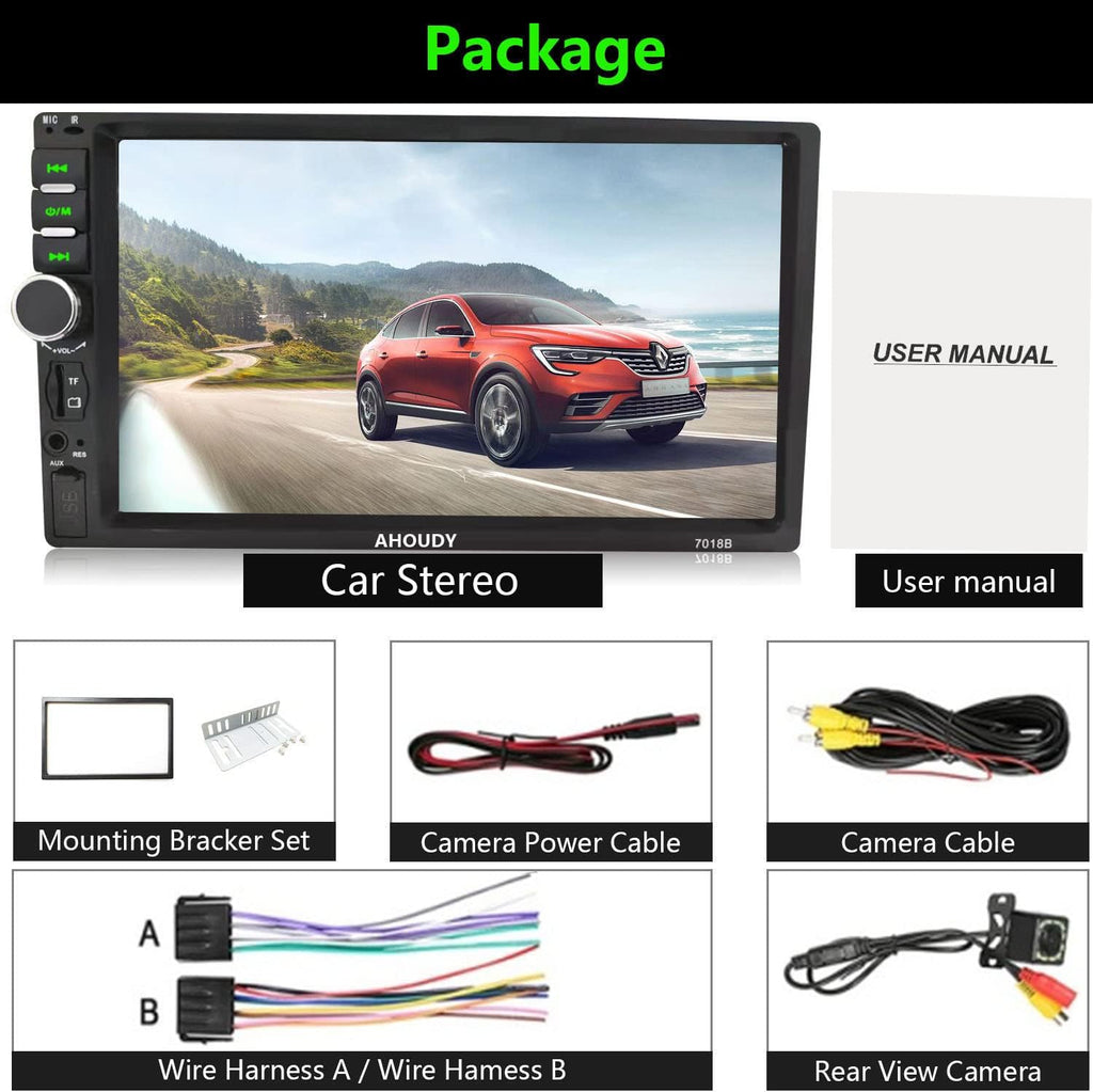 Double Din Car Stereo with Bluetooth and Backup Camera Q658