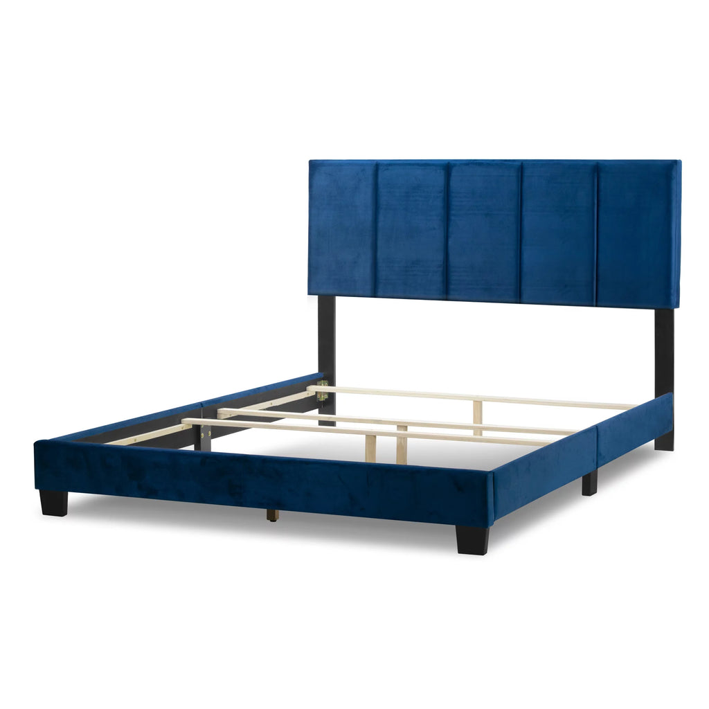 Blue Fabric Queen Bed W99983