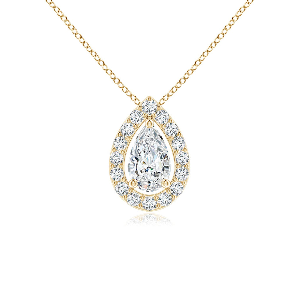 14K Yellow Gold Diamond Solitaire Pendant Necklace E7476