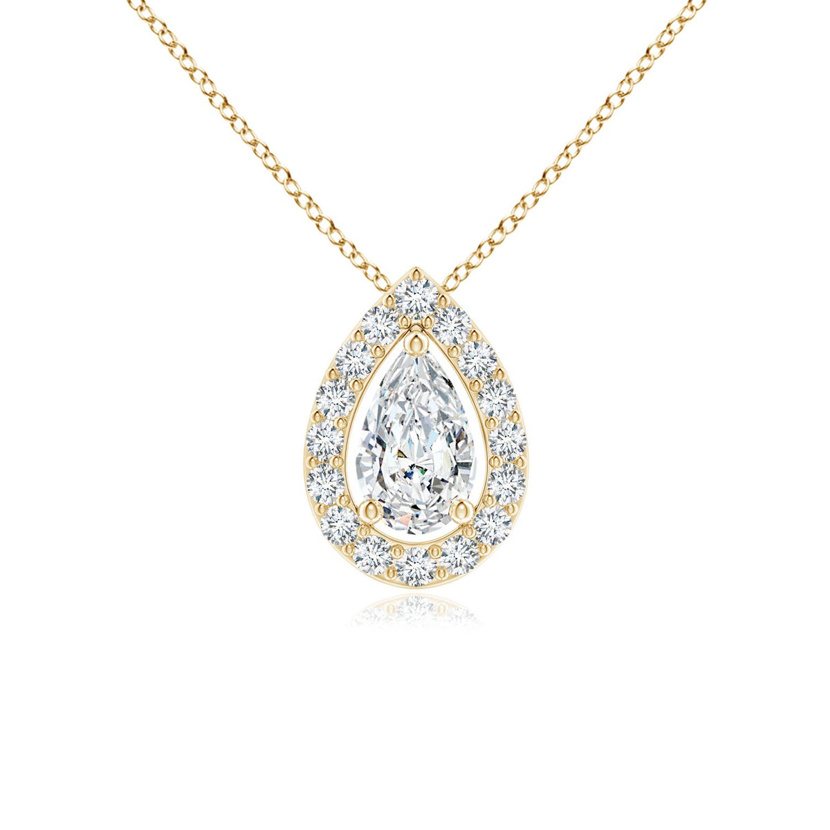 14K Yellow Gold Diamond Solitaire Pendant Necklace E7476