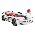 White Wood Twin Race Car Bed A436234