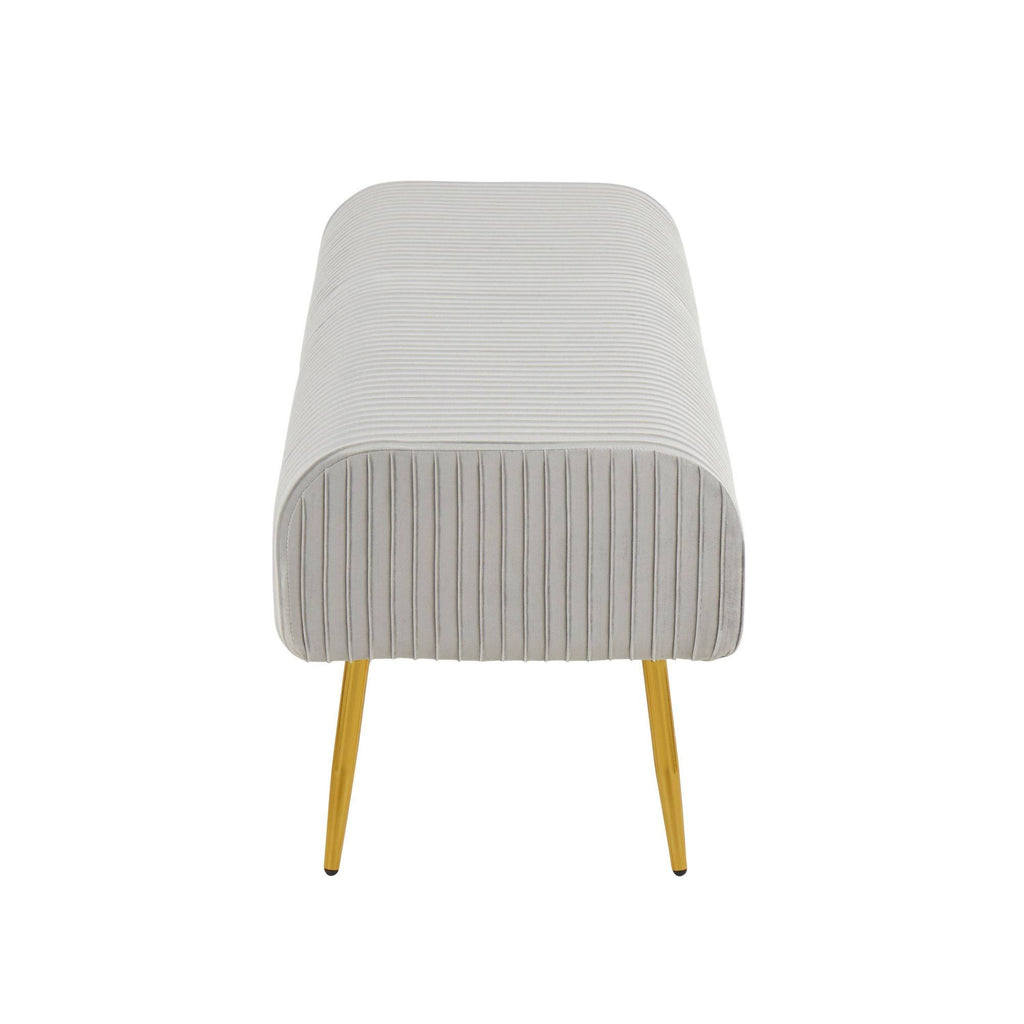Silver Velvet and Gold Steel Pleated Bench E804763