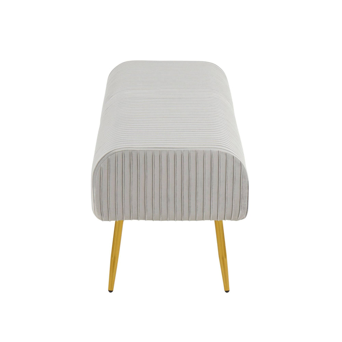 Silver Velvet and Gold Steel Pleated Bench E804763