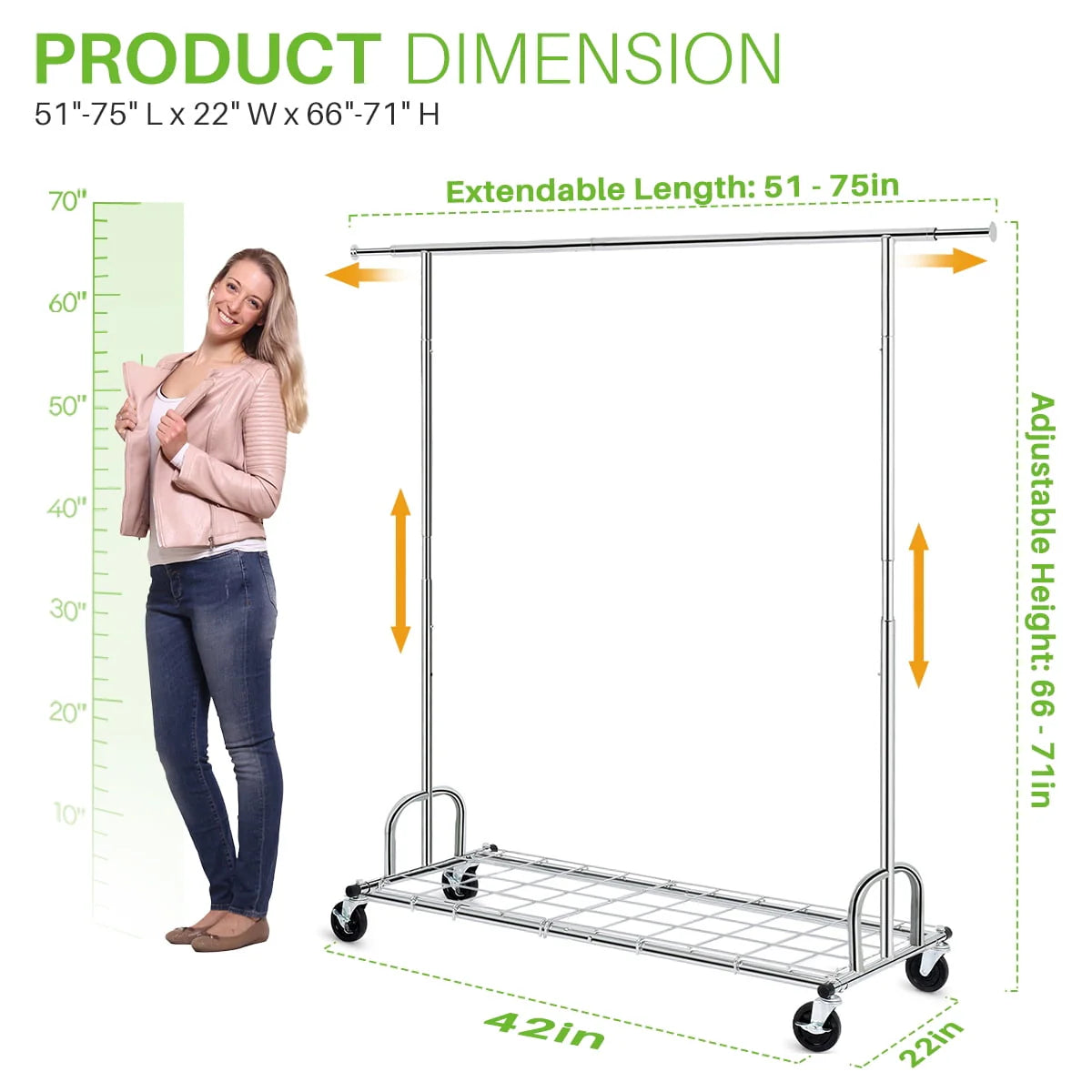 450 lbs Clothing Rack with Shelves R482