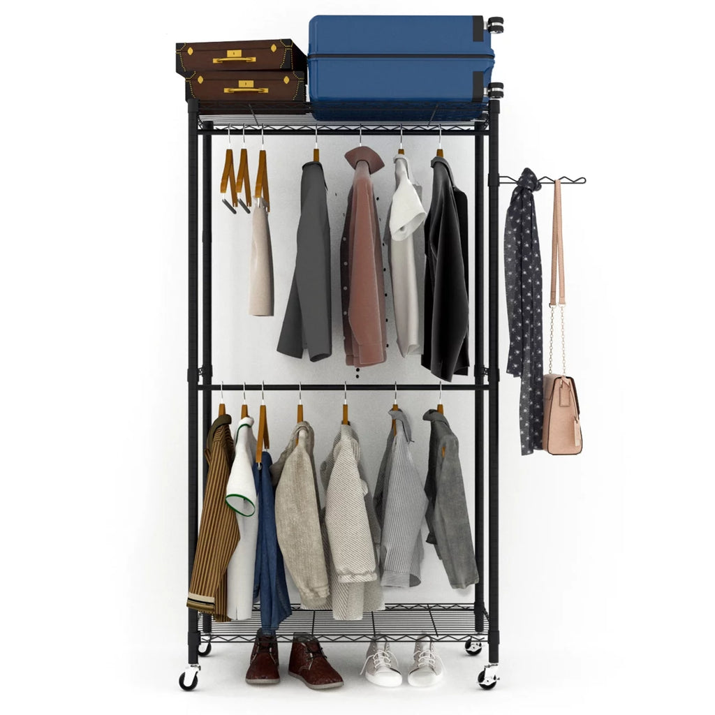 Heavy Duty Rolling Garment Rack Black J661