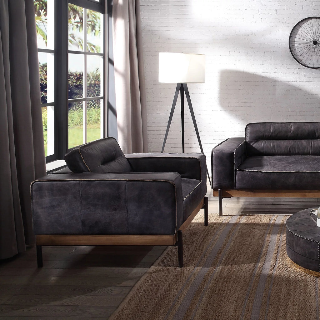 Square Arm Tufted Accent Chair in Antique Ebony P476768