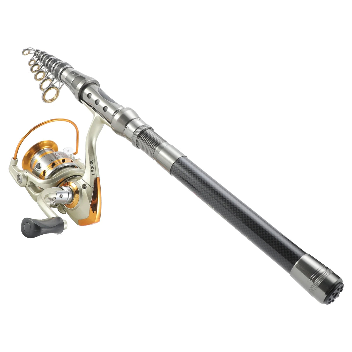 Telescopic Fishing Rod and Reel Combo with Spinning Reel, 100M Fishing Line, Lures, Hooks, and Jig Head J595