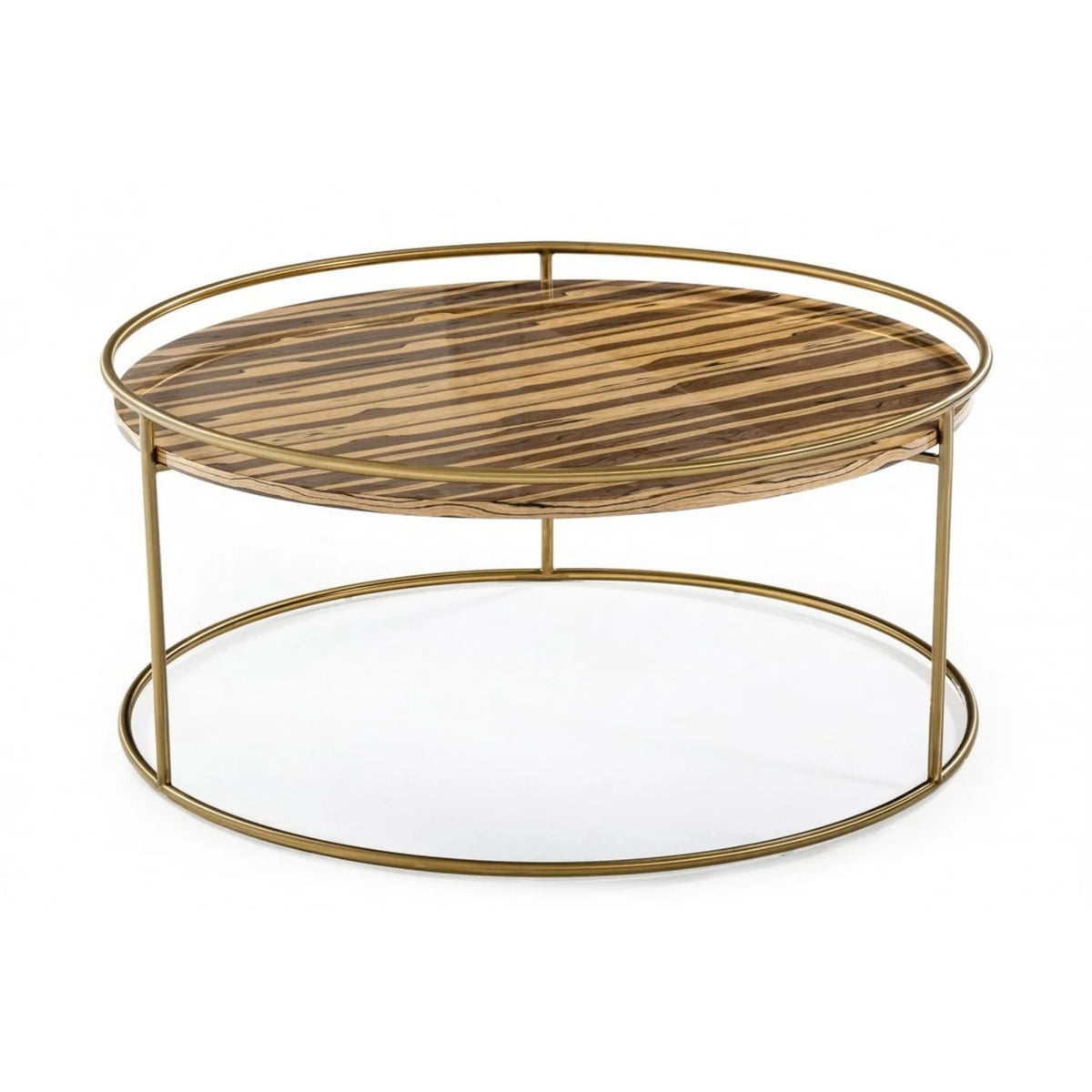 Round Faux Marble Top Coffee Table with Steel Frame V947