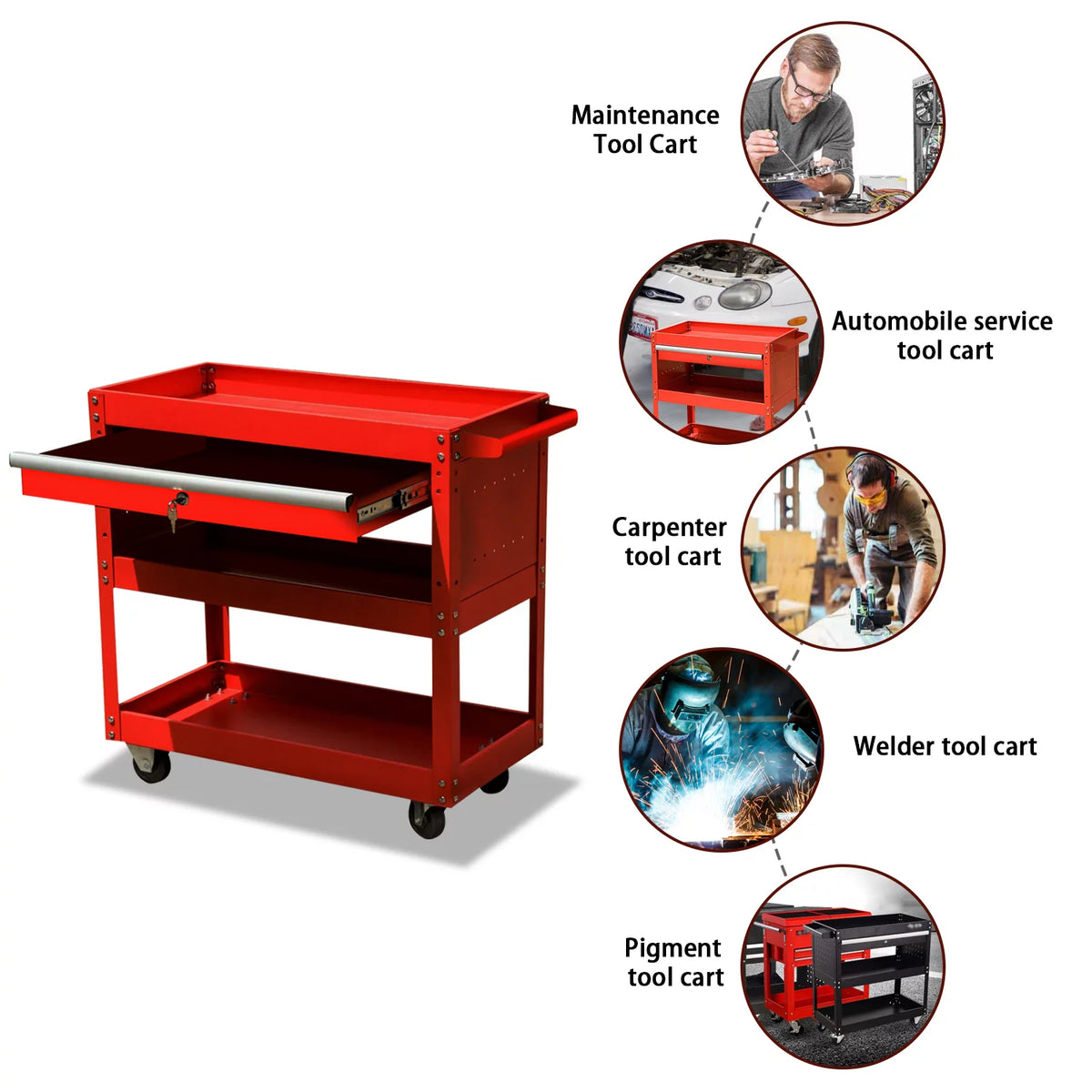 Black 4-Wheel Rolling Tool Cart M820692