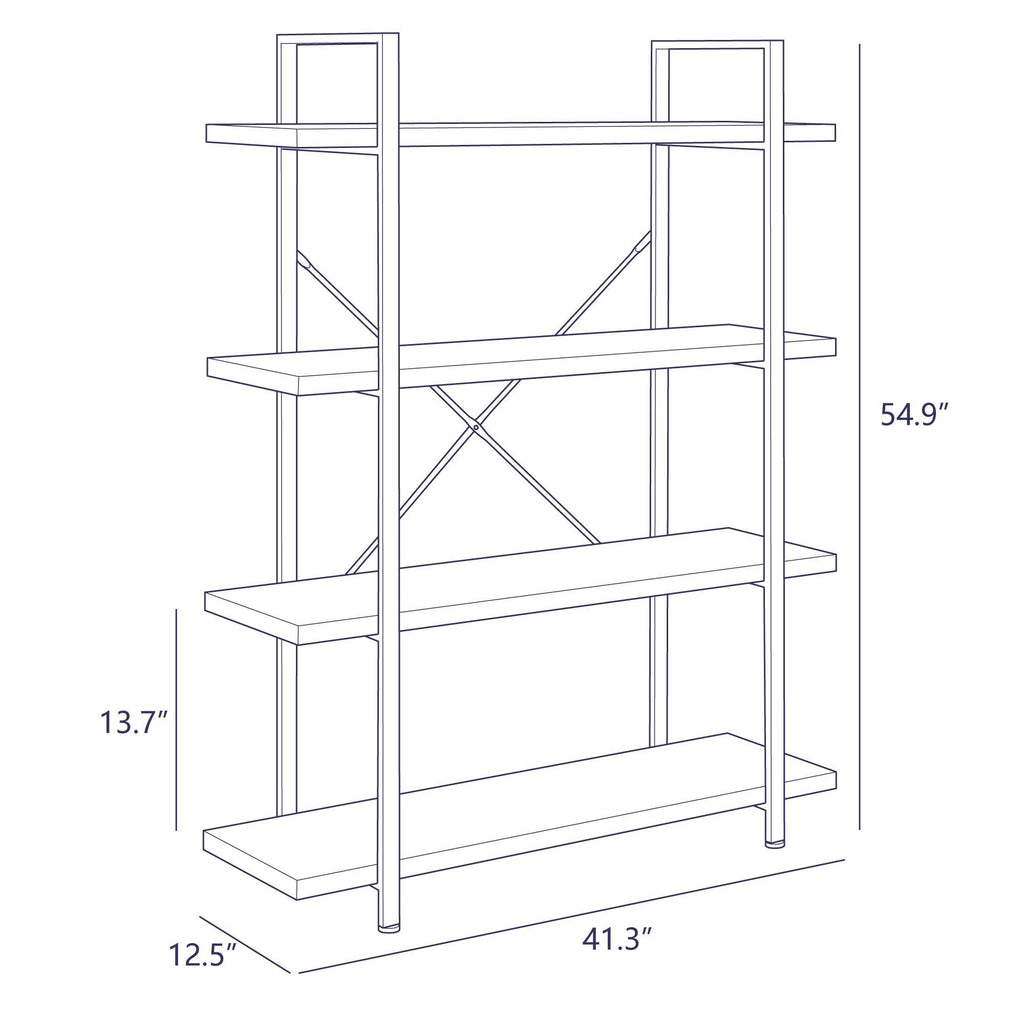 Rustic Oak 3 Shelves Wood & Metal Bookshelf J385534