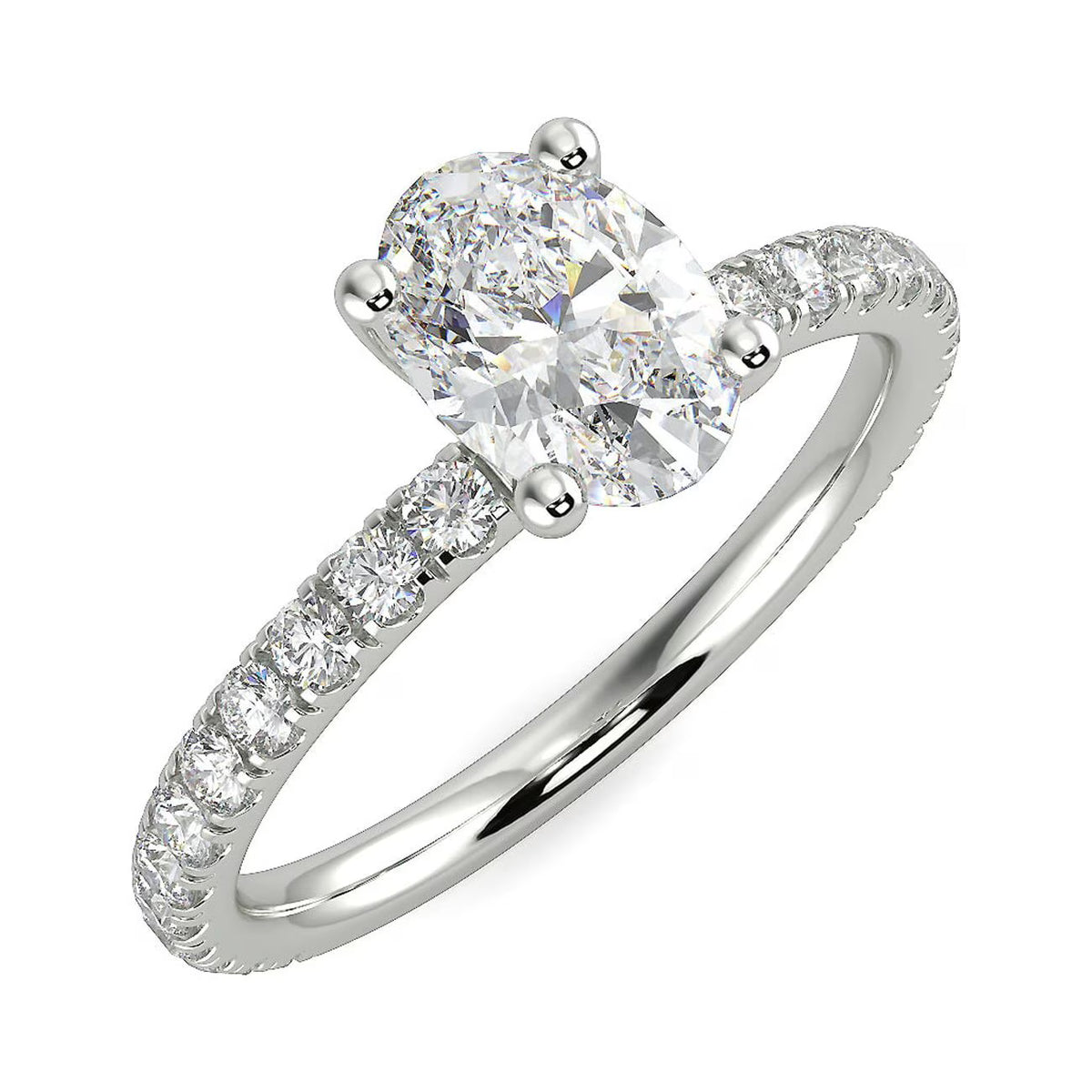 Oval Lab Grown Diamond Engagement Ring in 14k White Gold E51903