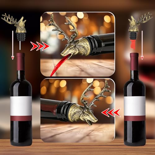 Silver Deer Wine Bottle Pourer and Stopper Y2216