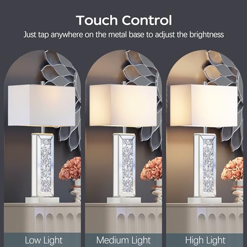 White Fabric Shade Table Lamp Set of 2 C563