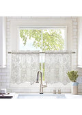Ivory Embroidered Floral Lace Window Curtain Swag Pair 72" x 32" D561210