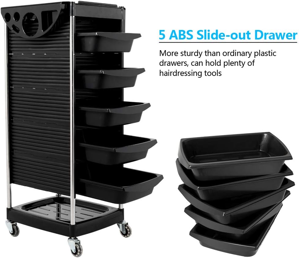 Salon Trolley Cart with 5 Drawers & Rolling Wheels N427