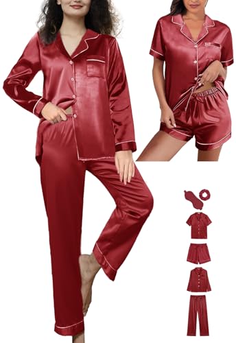 6Pcs Silk Satin Pajamas Set Z7669
