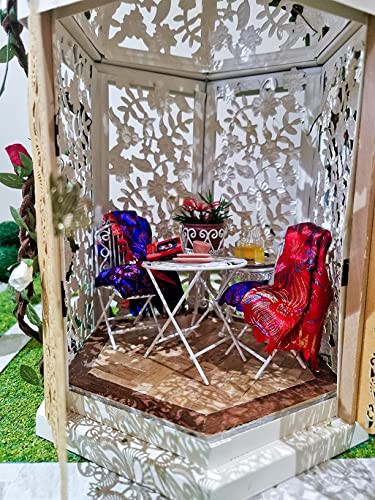 Miniature Bistro Table & Chairs Set Metal 1:12 Scale White Furniture Q27222