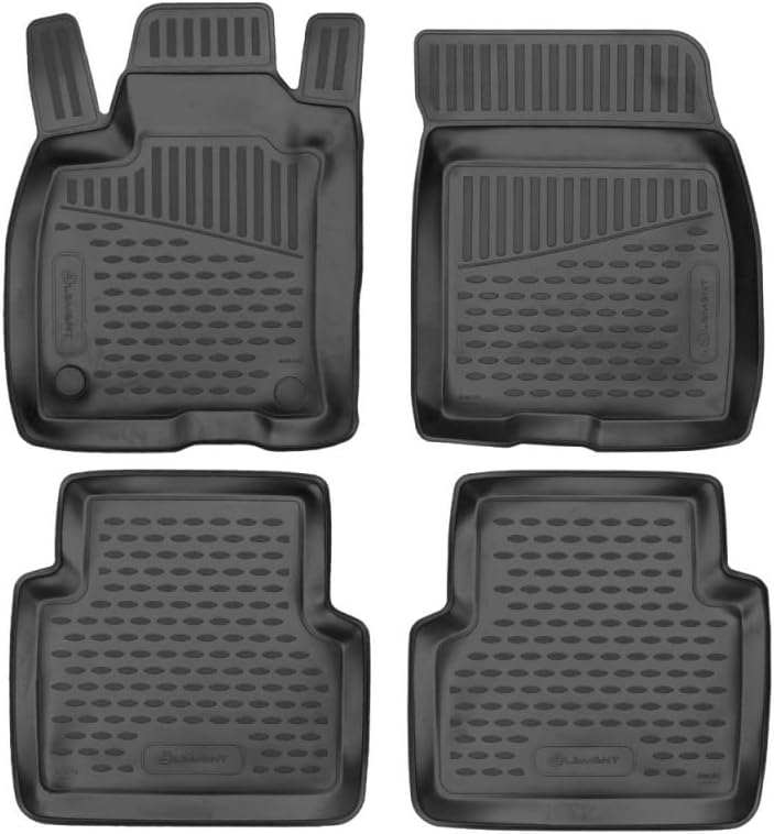 Black Floor Mats Front & 2nd Row Seat Liner Set G36818