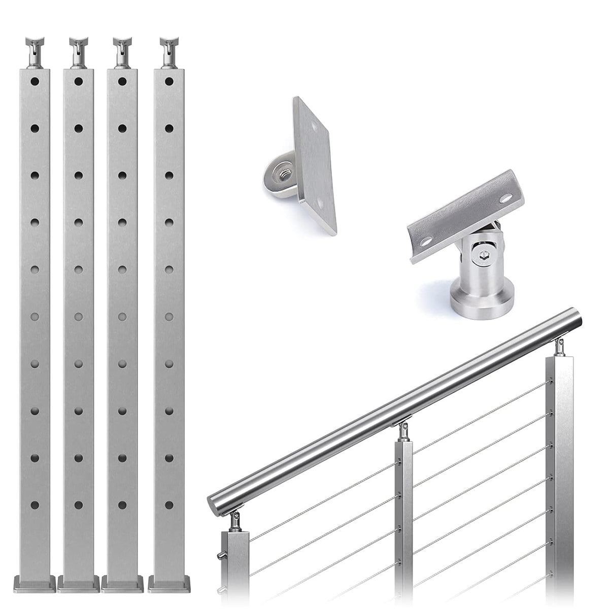 4 Pack Stainless Steel Cable Railing Post I7211
