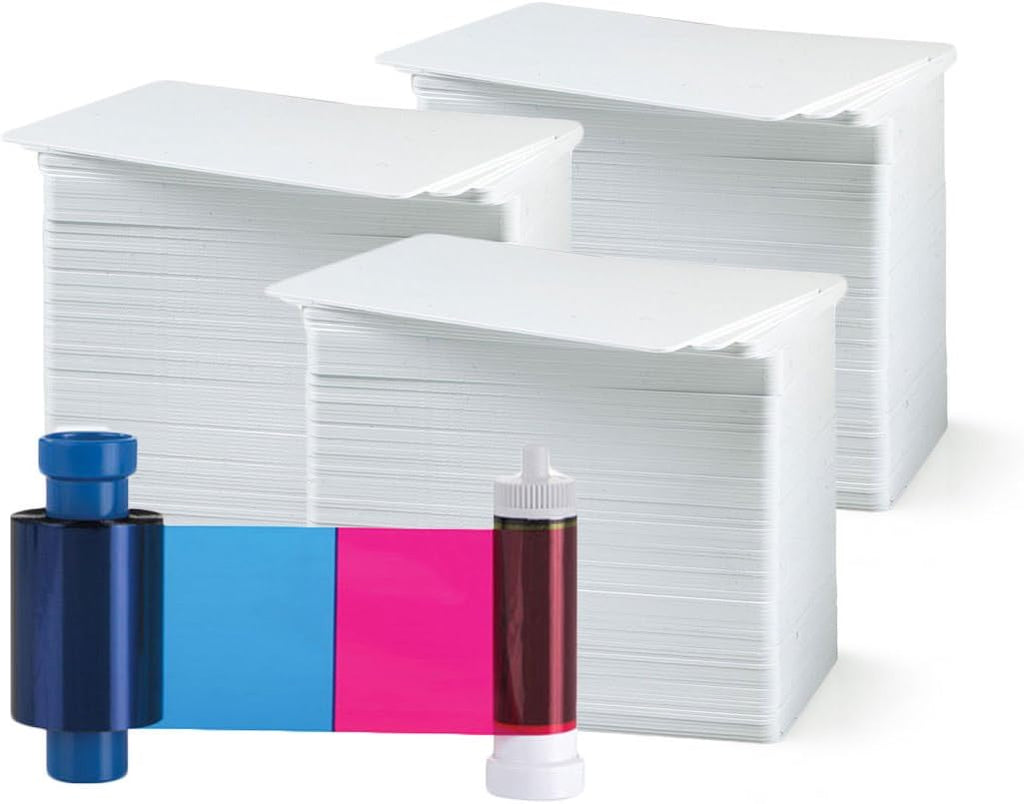 Magicard MA300YMCKO Color Ribbon - YMCKO - 300 Prints with Bodno Premium CR80 30 Mil Graphic Quality PVC Cards - Qty 300 I177
