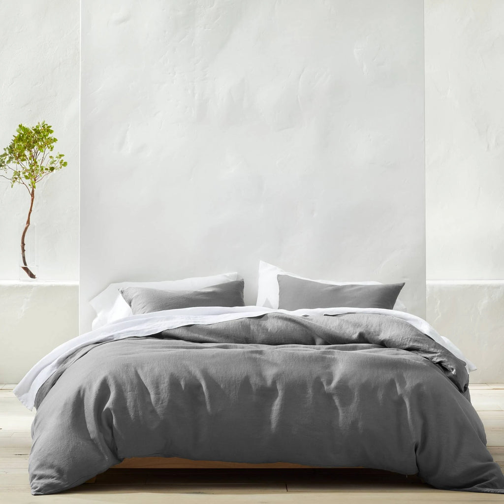 Linen Duvet & Sham Set Dark Gray F692