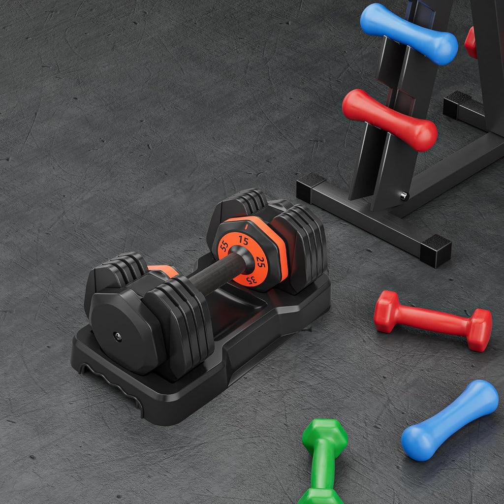 55LB 5 in 1 Single Adjustable Dumbbell with Anti-Slip Metal Handle, Black Y65314