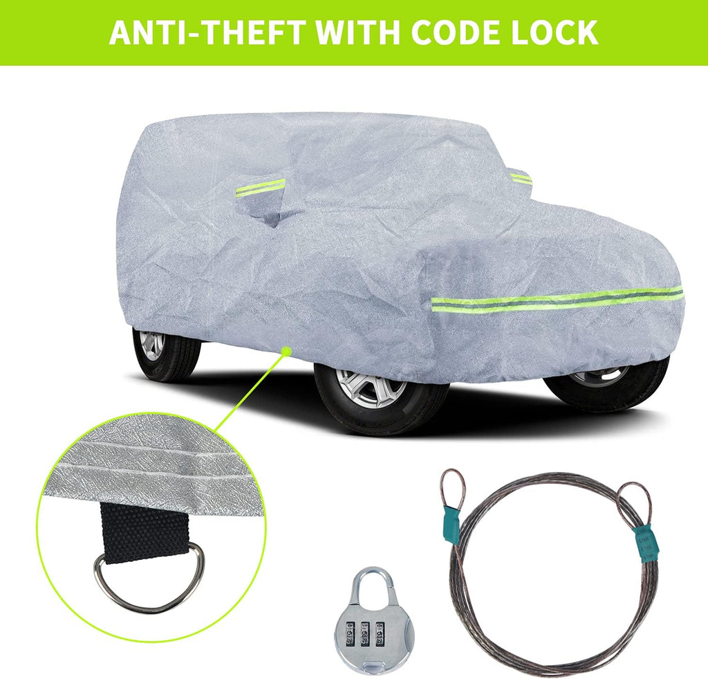 7 Layers Car Cover with Windproof Strap & Driver Door Zipper S8912