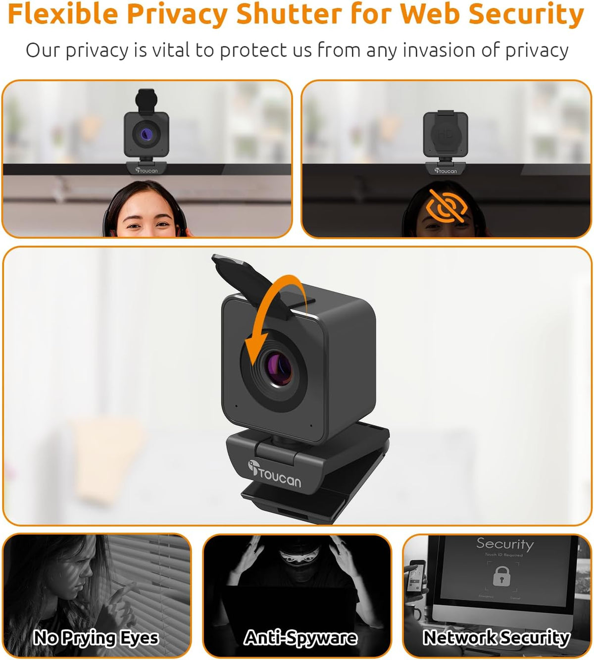 Webcam with Microphone, 115° View, USB S54006
