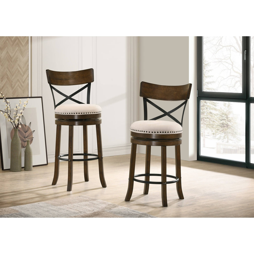 Light Grey Swivel Barstools Set of 2 P4808
