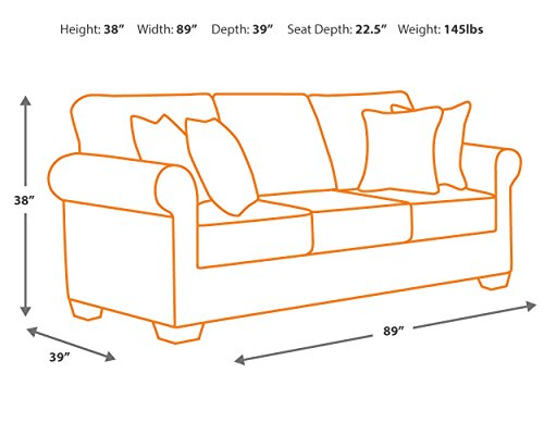 Gray Faux Leather Sofa with Nailhead Trim and 4 Accent Pillows P991