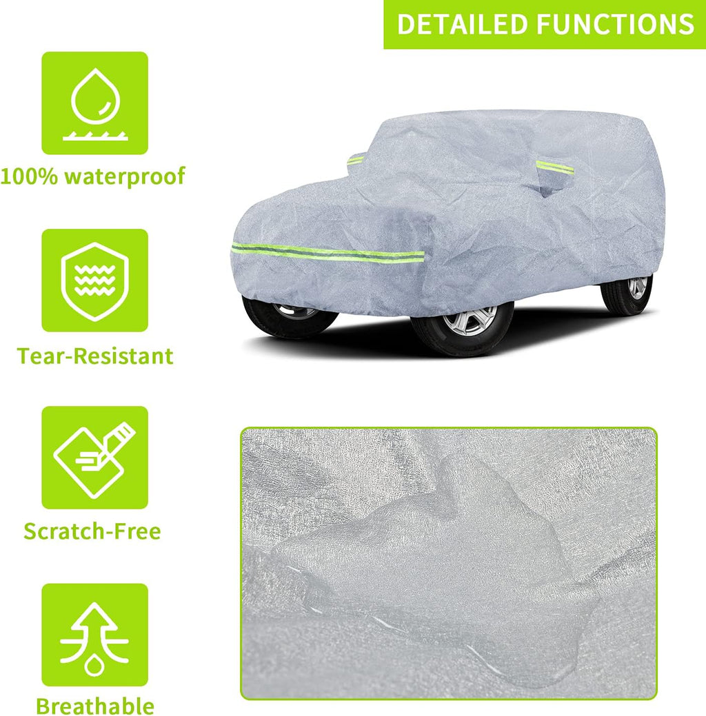 7 Layers Car Cover with Windproof Strap & Driver Door Zipper S8912