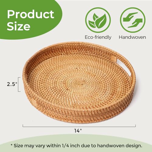 14 Inch Round Serving Tray with Cut Out Handles R47020