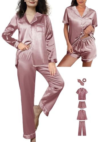 6Pcs Silk Satin Pajamas Set Z7669