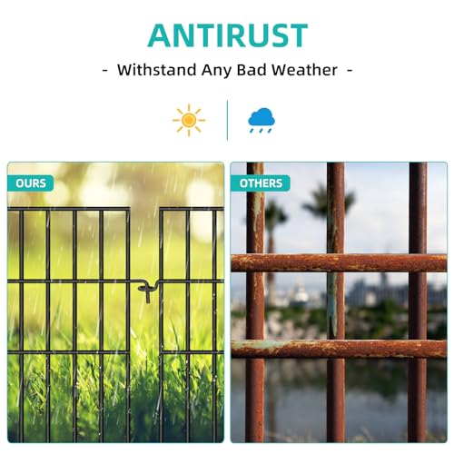 25 Panels No Dig Rustproof Metal Garden Fence, 17in x 27ft G7469