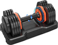 55LB 5 in 1 Single Adjustable Dumbbell with Anti-Slip Metal Handle, Black Y65314
